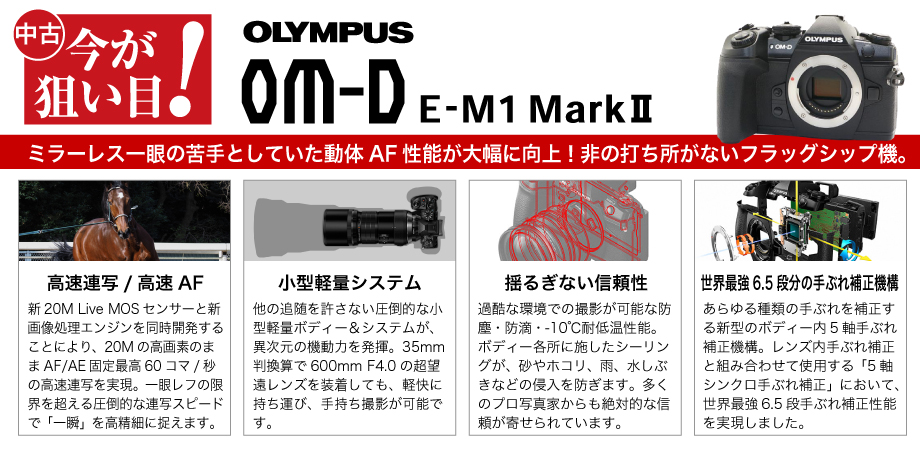 E M1 Mark Ii デジタルカメラ Olympus 中古商品 の商品検索結果 デジタルカメラ ミラーレスカメラ 交換レンズの総合サイト マップカメラ
