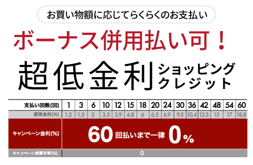 超低金利ショッピングクレジット表