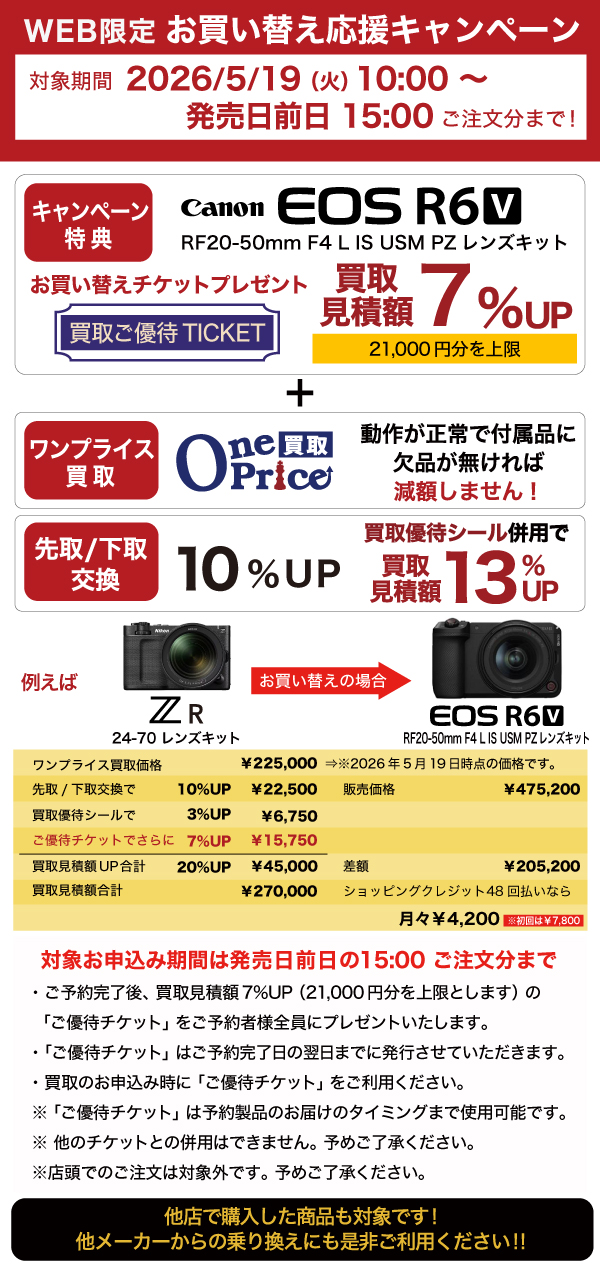 Canon EOS R6V レンズキット お買い替えキャンペーン利用例