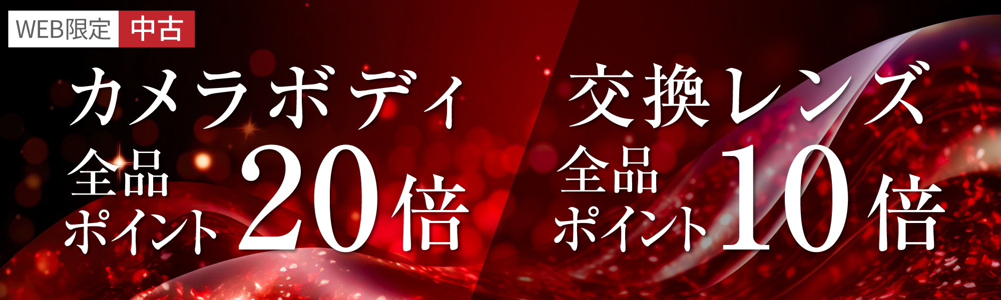 中古カメラボディポイント20倍、中古交換レンズポイント10倍