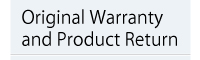 Original Warranty and Product Return