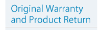 Original Warranty and Product Return