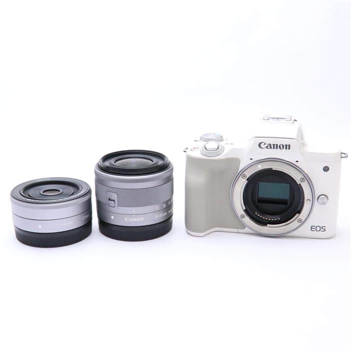 中古)Canon (キヤノン) EOS Kiss M ダブルレンズキット ホワイト（商品