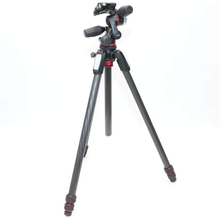 中古)Manfrotto (マンフロット) 190Tカーボンファイバー三脚3段 + RC2 