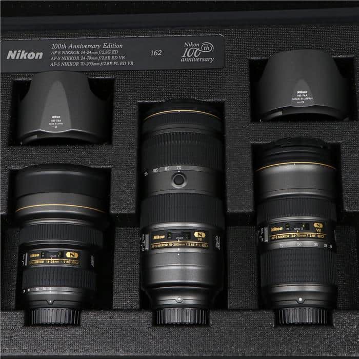 中古)Nikon (ニコン) NIKKOR F2.8ズームトリプルレンズセット 100周年記念モデル  メタリックグレー（商品ID：3717012291216）詳細ページ デジタルカメラ、ミラーレスカメラ、交換レンズの総合サイト｜マップカメラ