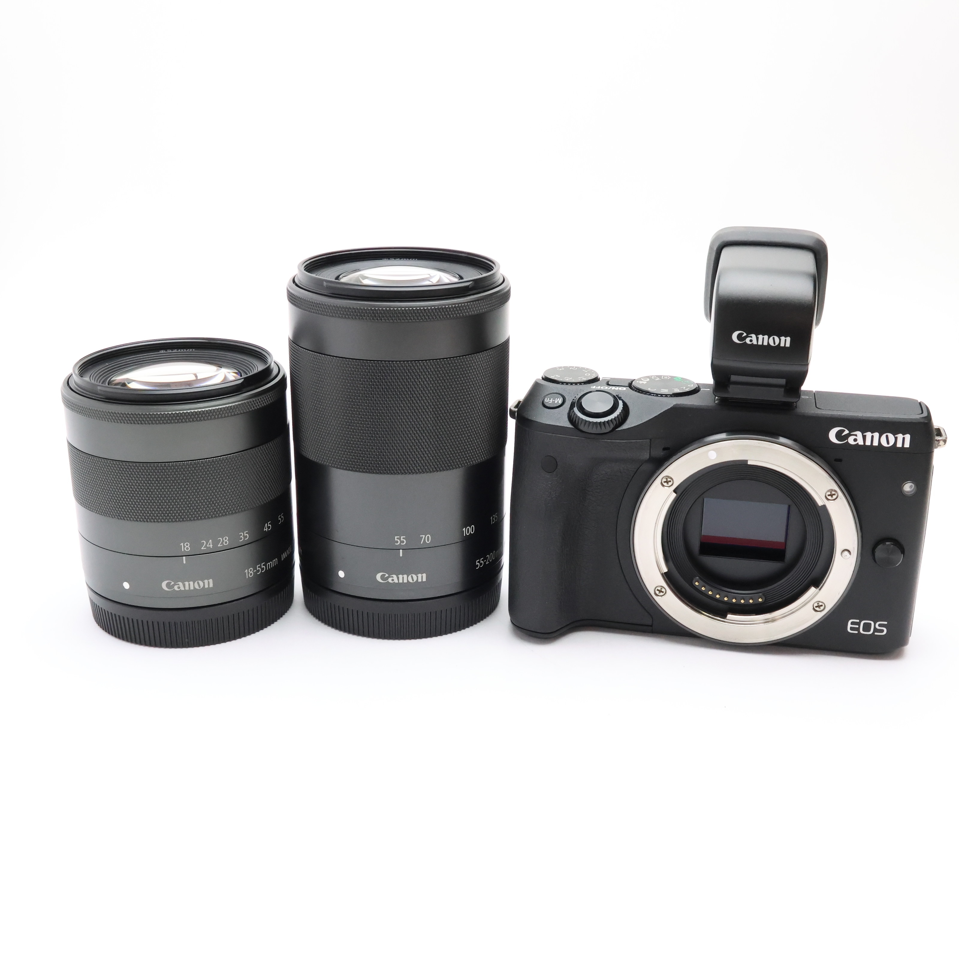 【美品】Canon キヤノン EOS M3 ダブルズームキット ブラック 中古)Canon (キヤノン) EOS M3 ダブルズームEVFキット ブラック（商品