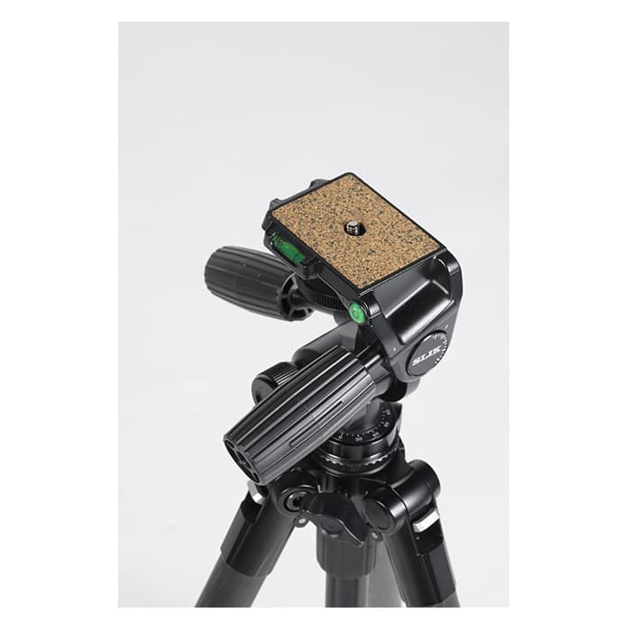 SLIK カーボン三脚 カーボンマスター 734 4段 ナットロック式 25mmパイプ径 高精度3ウェイ雲台 ショルダーストラップ付属 10