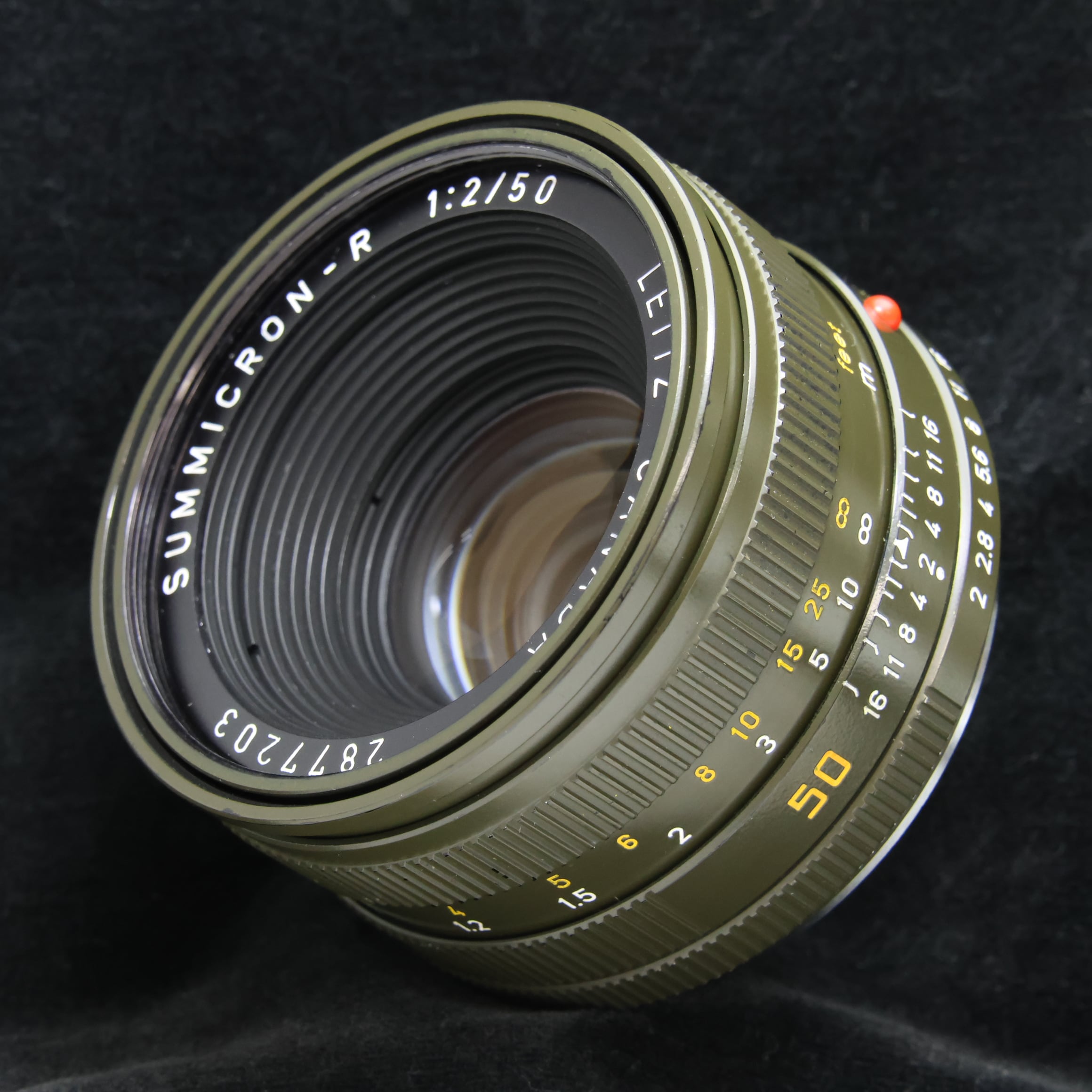 Leitz SUMMICRON-R50mmF2 フード、ケース、箱付き 1カム 中古)Leica (ライカ) ズミクロン R50mm F2 フード組込 サファリ（商品