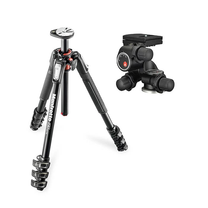 新品)Manfrotto (マンフロット) 190プロアルミニウム4段三脚+410ギア