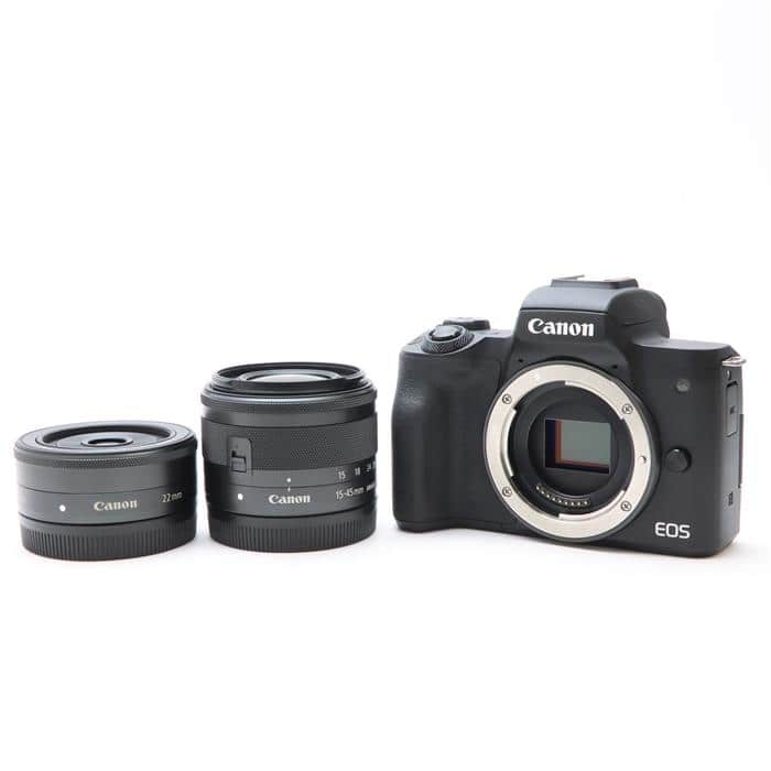 中古)Canon (キヤノン) EOS Kiss M ダブルレンズキット ブラック（商品 