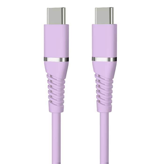 ブラシ型美容器 パープル USBケーブル付き 新品)HIDISC（ハイディスク） やわらかで絡みにくいUSBケーブル Type-C
