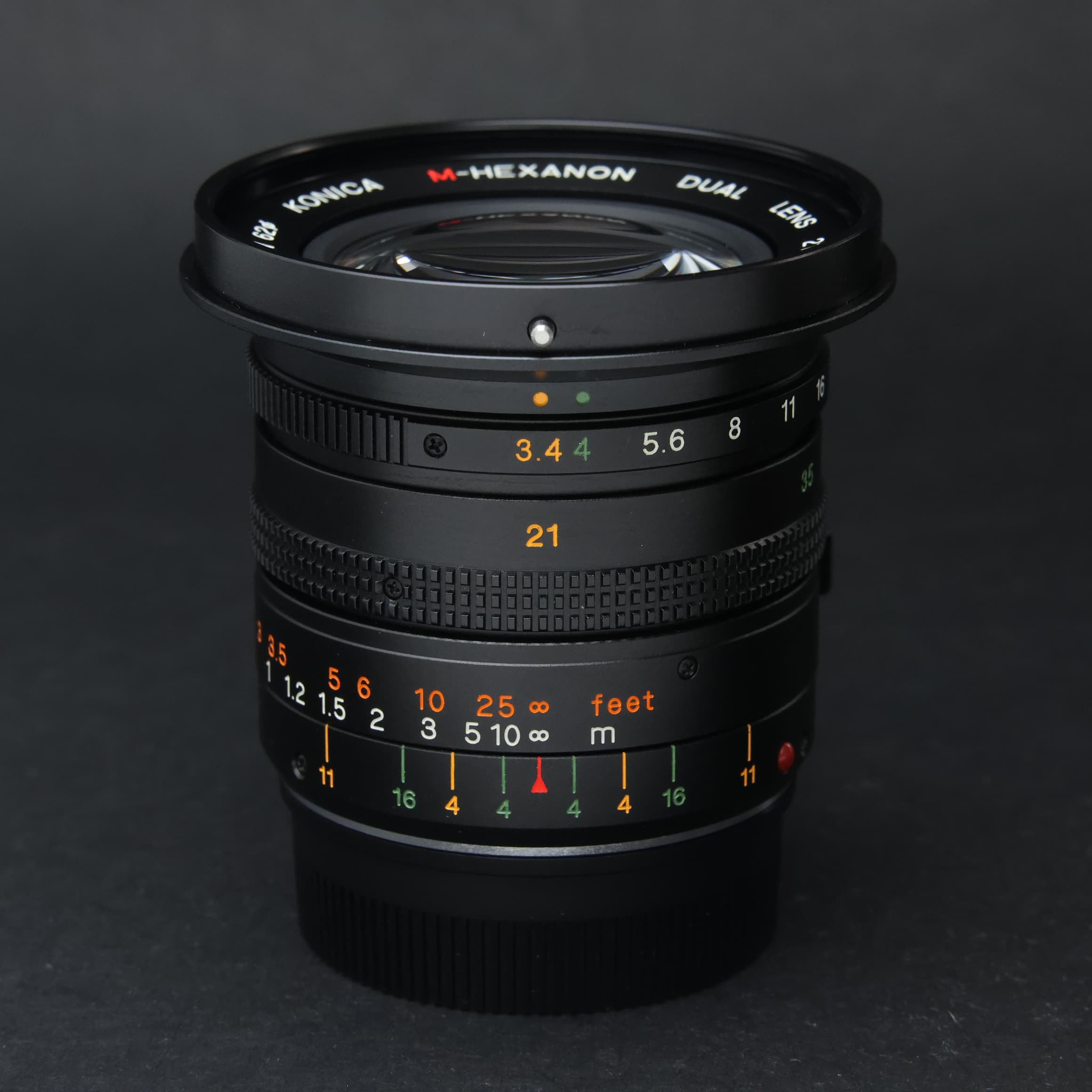 希少品　Konica コニカ Mヘキサノン KM21-35mm用 メタルフード 2焦点レンズ】KONICA M-HEXANON DUAL 21-35mm F3.4-4 外観レビュー