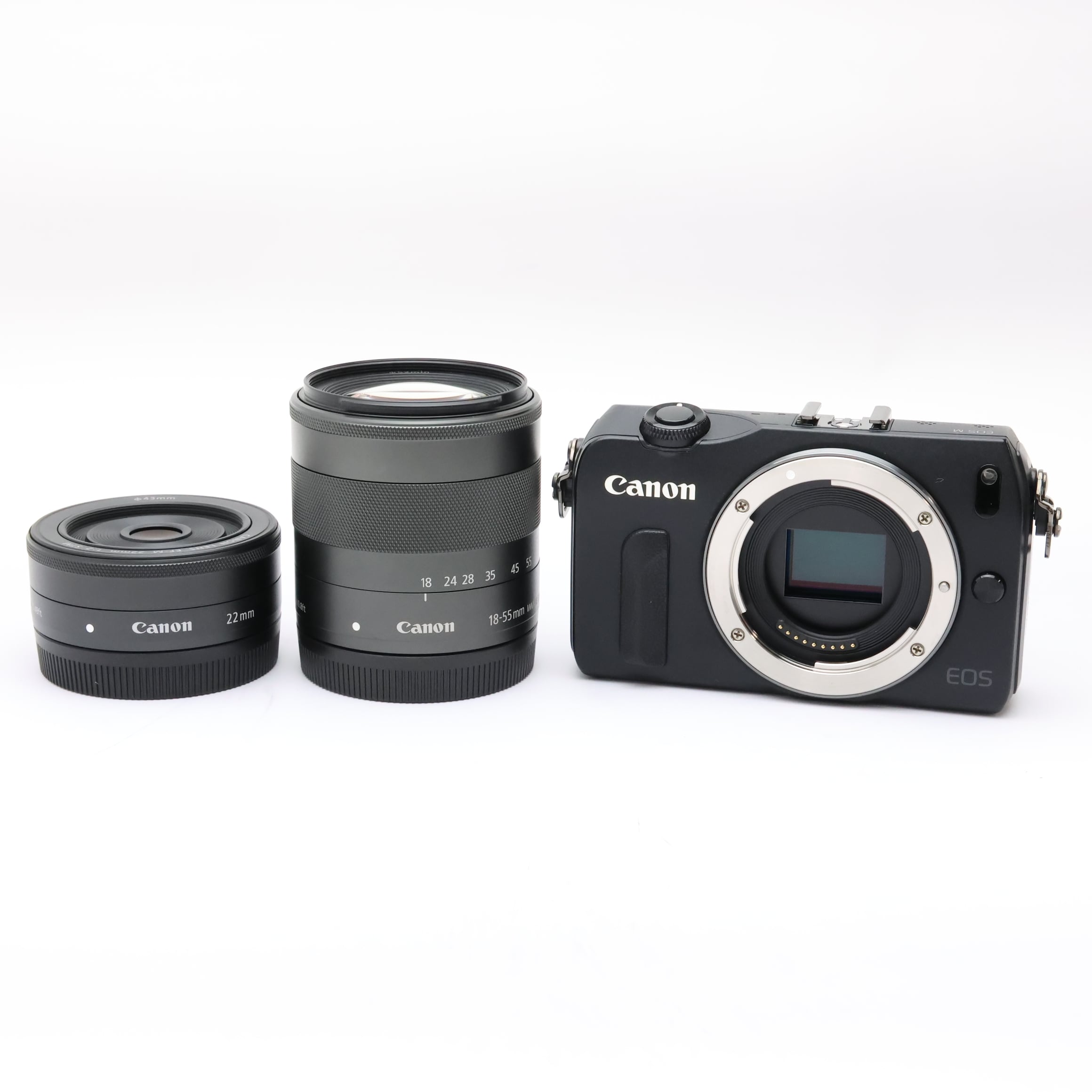 中古)Canon (キヤノン) EOS M ダブルレンズキット ブラック（商品ID 