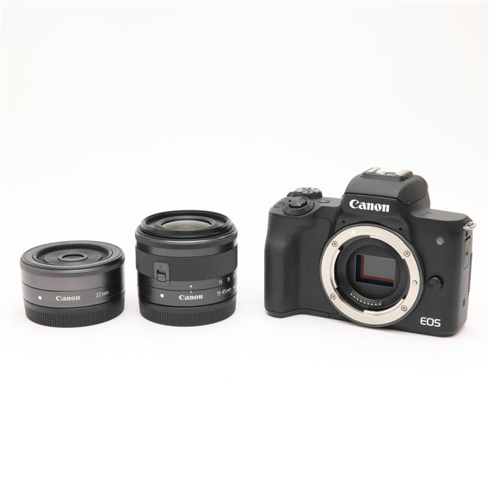中古)Canon (キヤノン) EOS Kiss M ダブルレンズキット ブラック（商品